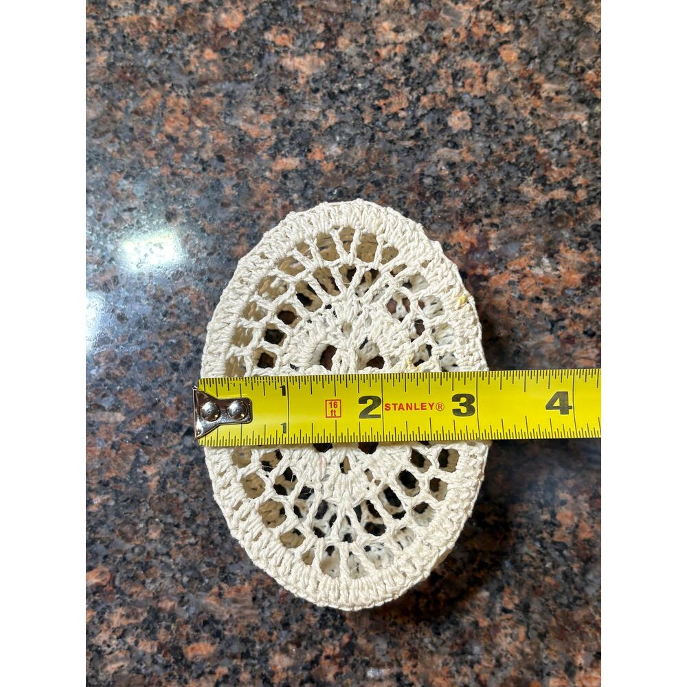 Vintage Crocheted Oval Trinket Box with Lid - Picture 5 of 6